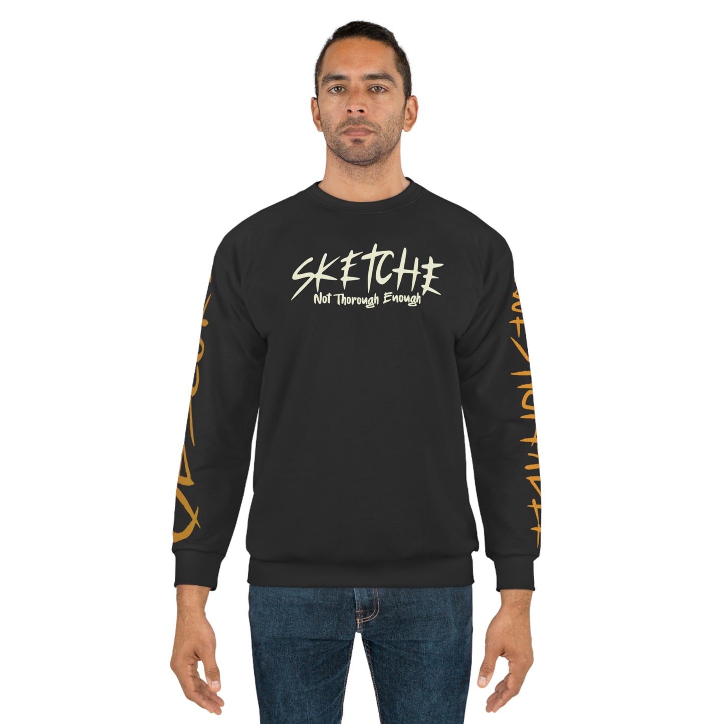 Sketche "Tj Verse" Black (White & Orange Print) Unisex Sweatshirt