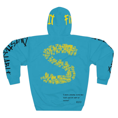 Sketche " Fix It S" Light Blue (Black & Yellow Print) Unisex Pullover Hoodie