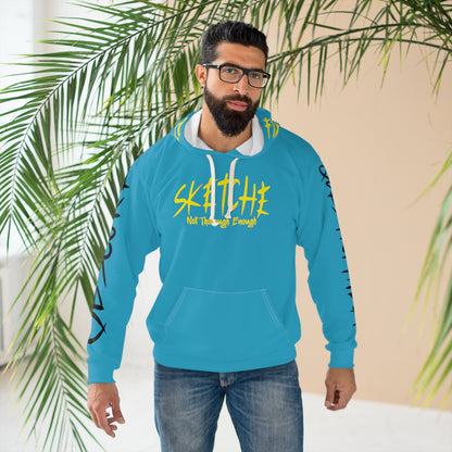 Sketche " Fix It S" Light Blue (Black & Yellow Print) Unisex Pullover Hoodie