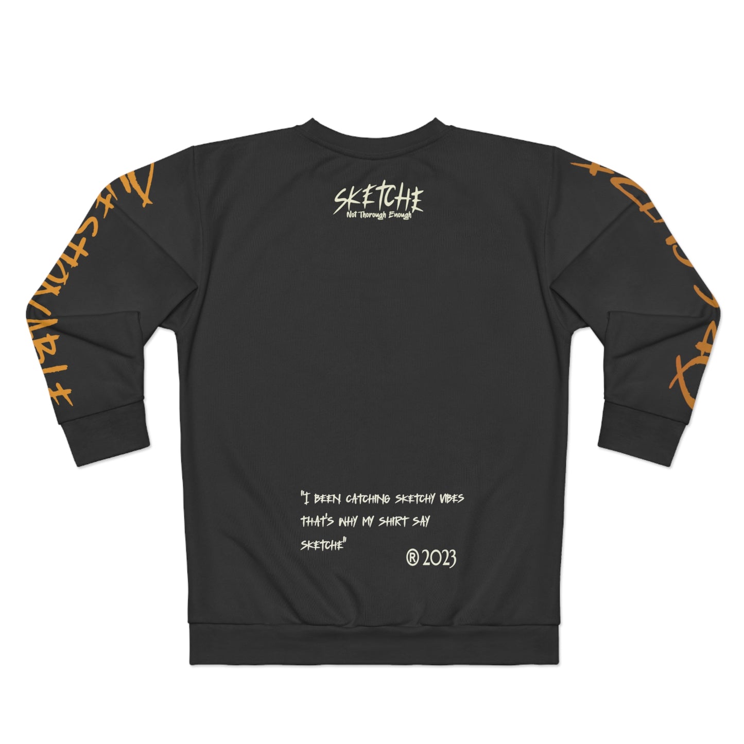 Sketche "Tj Verse" Black (White & Orange Print) Unisex Sweatshirt