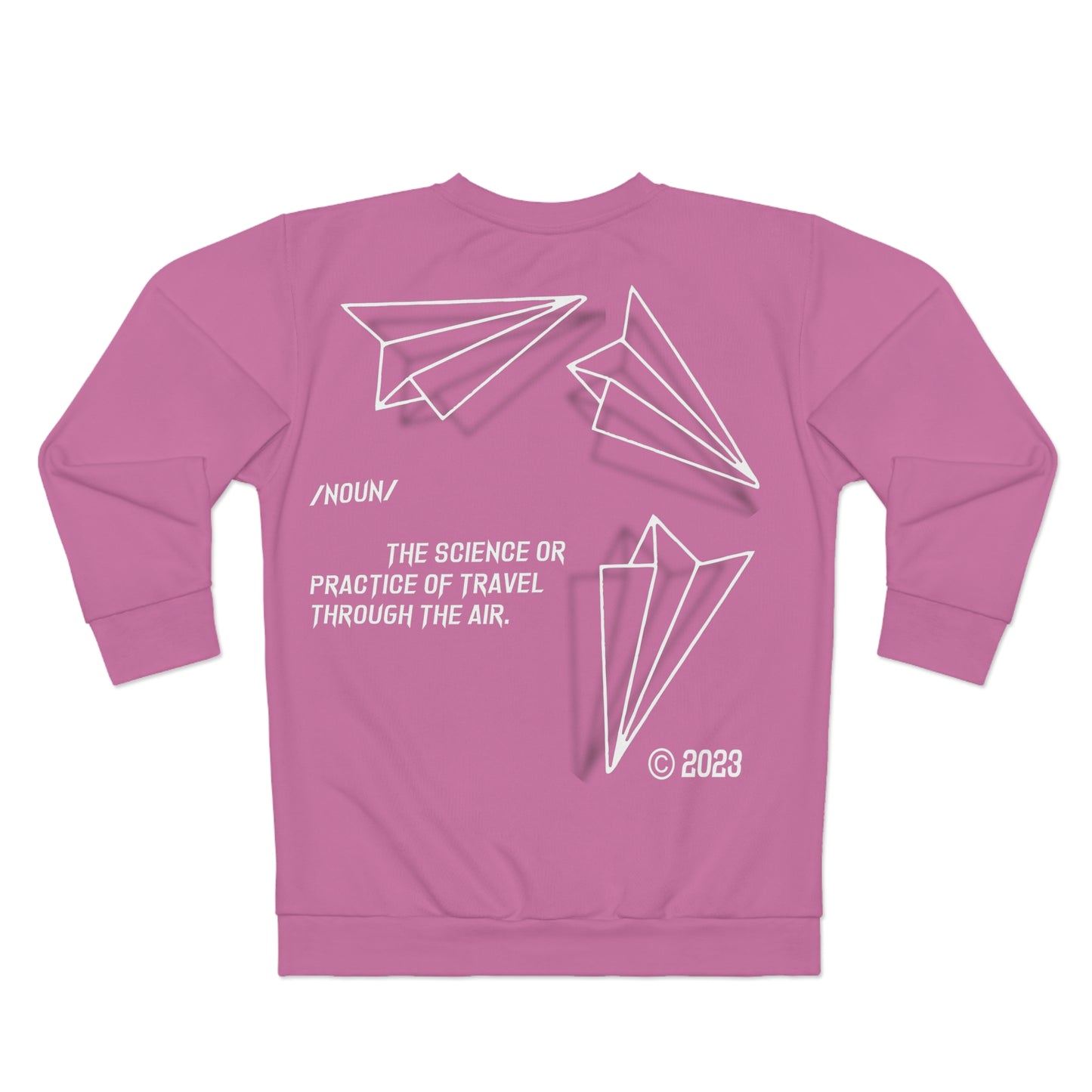 Aeronautics "Paper Planes" Pink (White Print) Unisex Sweatshirt