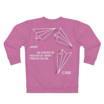 Aeronautics "Paper Planes" Pink (White Print) Unisex Sweatshirt