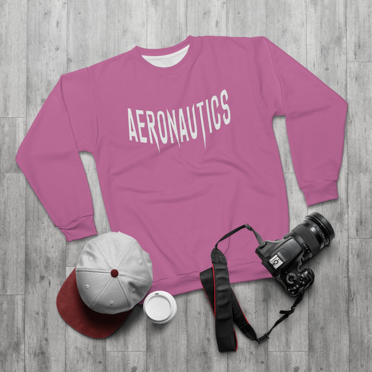 Aeronautics "Paper Planes" Pink (White Print) Unisex Sweatshirt