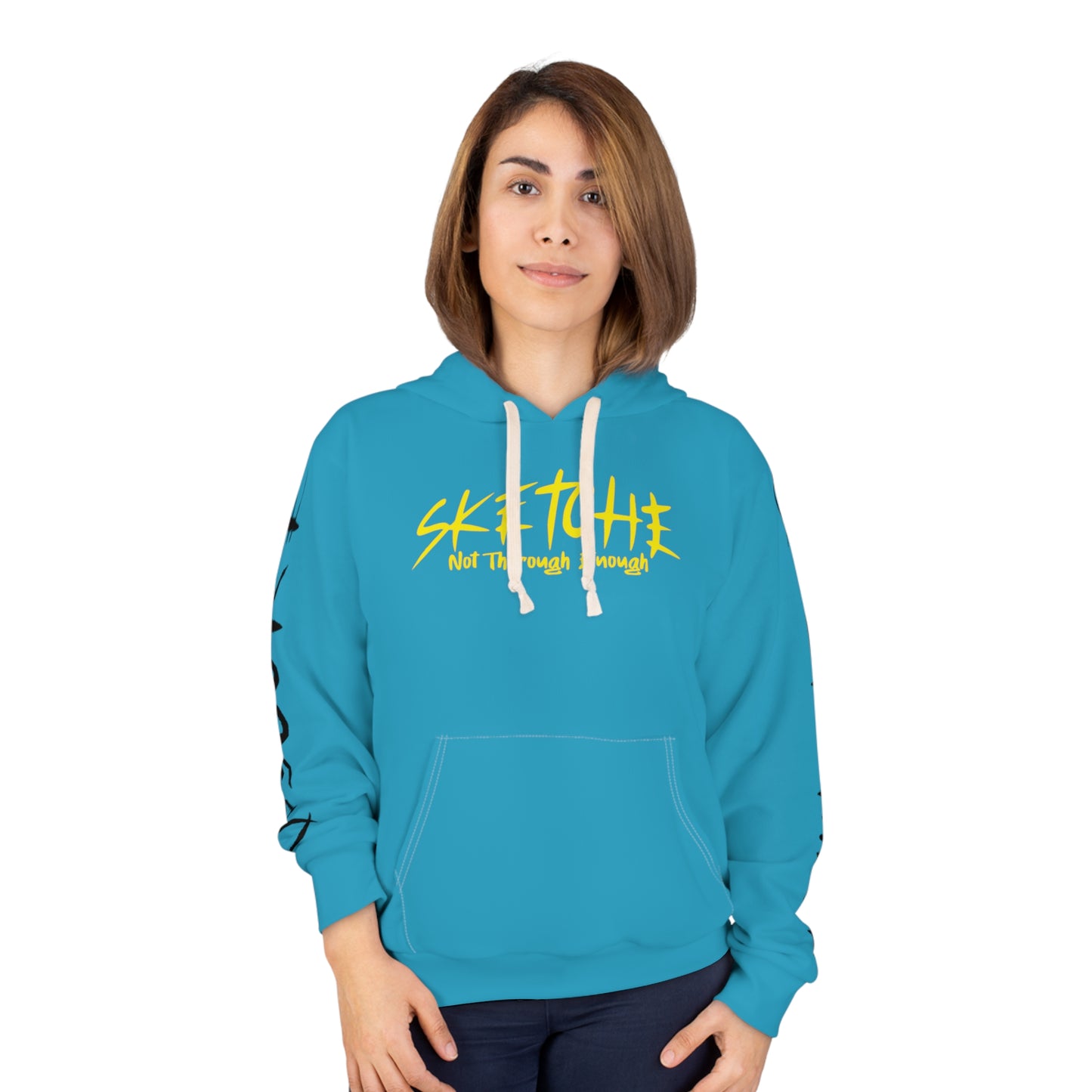 Sketche " Fix It S" Light Blue (Black & Yellow Print) Unisex Pullover Hoodie