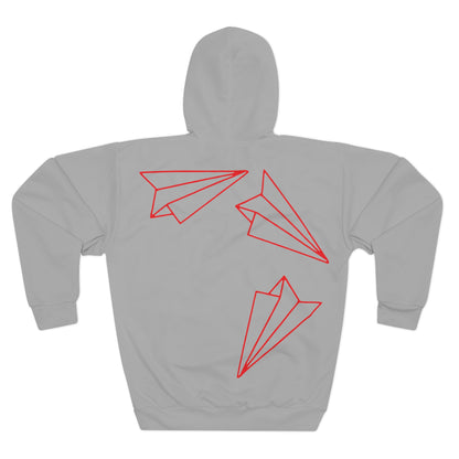 Aeronautics Grey (Red Print) Unisex Pullover Hoodie