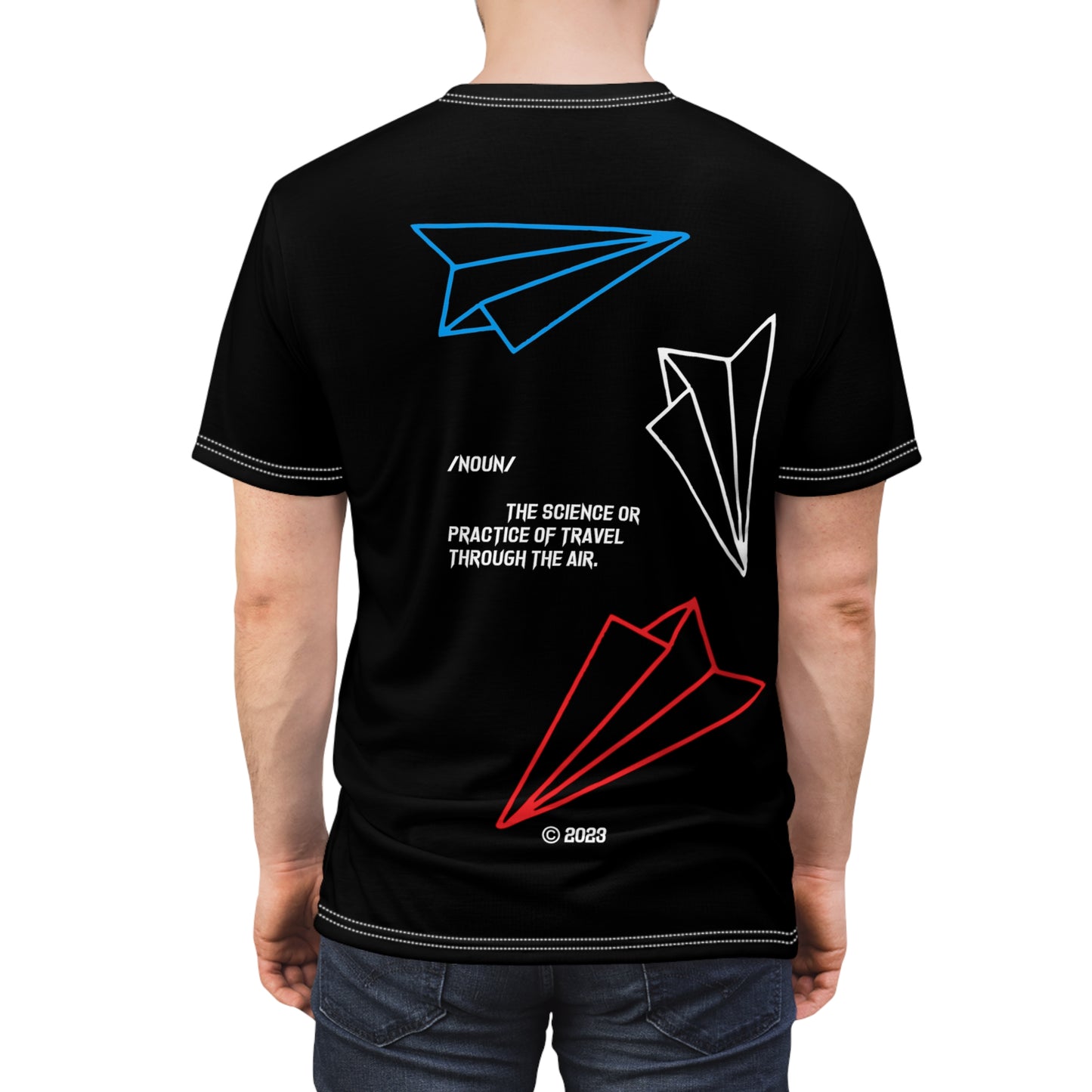 Aeronautics "Paper Planes" (Red, White, and Blue Print) Unisex Cut & Sew Tee