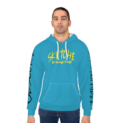 Sketche " Fix It S" Light Blue (Black & Yellow Print) Unisex Pullover Hoodie