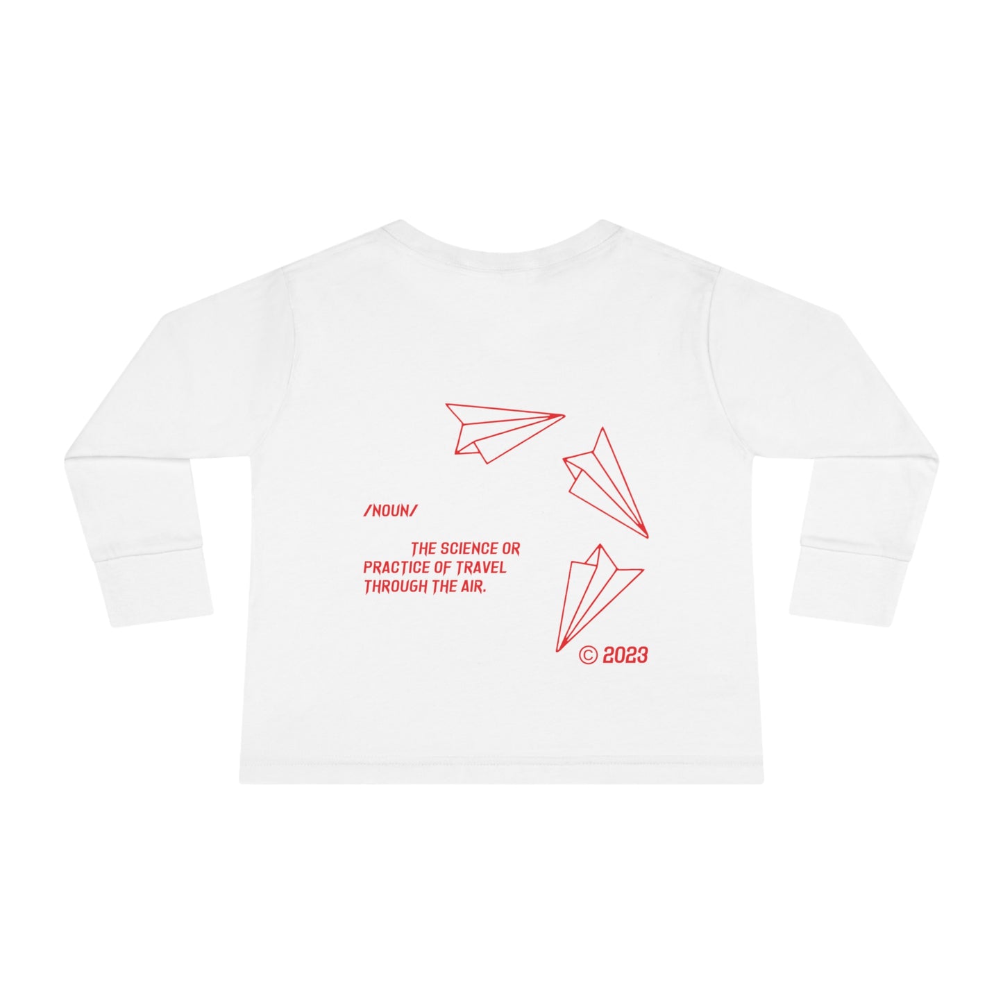 Aeronautics "Paper Planes" (Red Print) Toddler Long Sleeve Tee