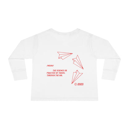 Aeronautics "Paper Planes" (Red Print) Toddler Long Sleeve Tee