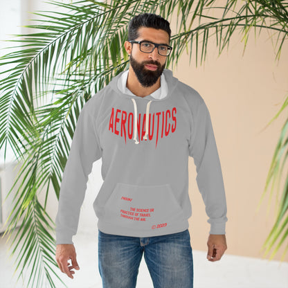 Aeronautics Grey (Red Print) Unisex Pullover Hoodie