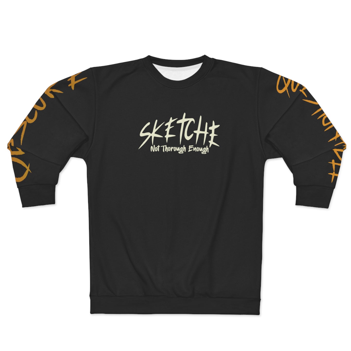 Sketche "Tj Verse" Black (White & Orange Print) Unisex Sweatshirt