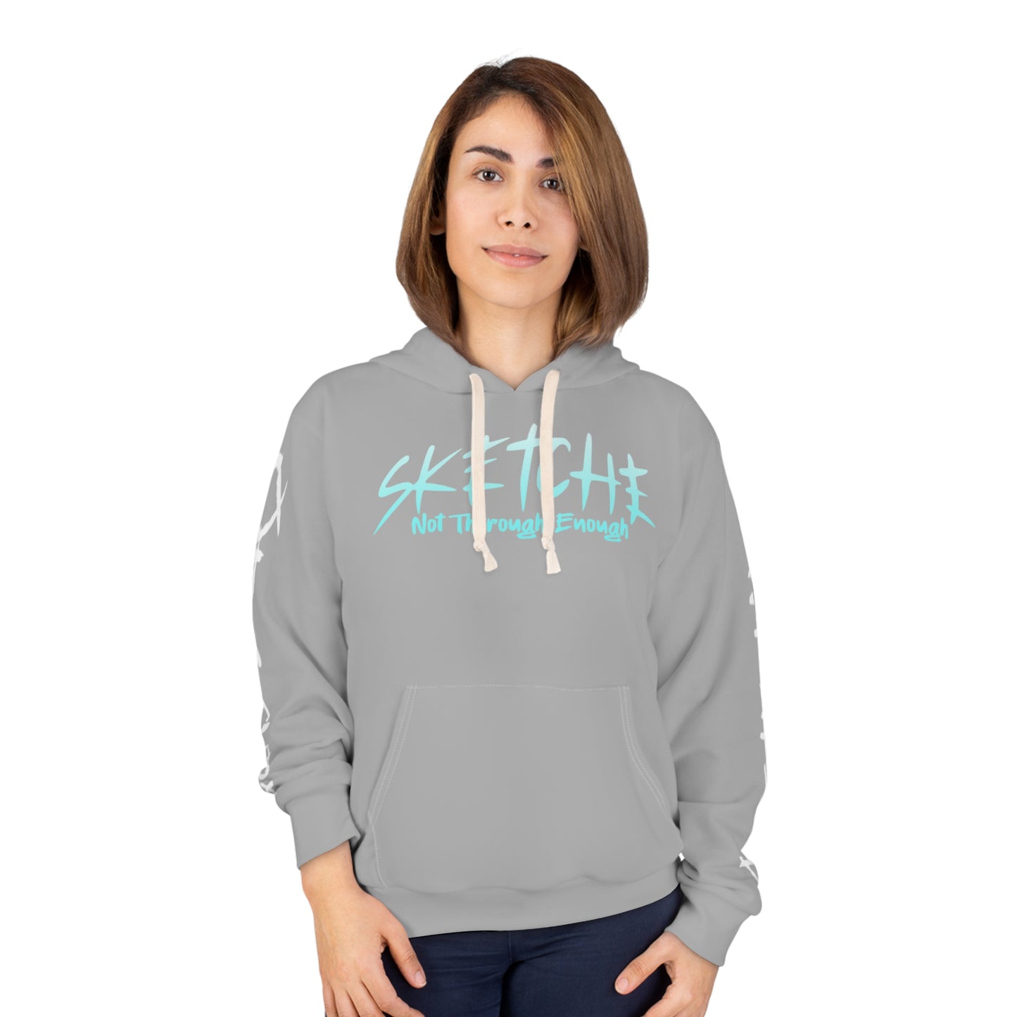 Sketche "Fix It S" Grey (White & Blue Print) Unisex Pullover Hoodie