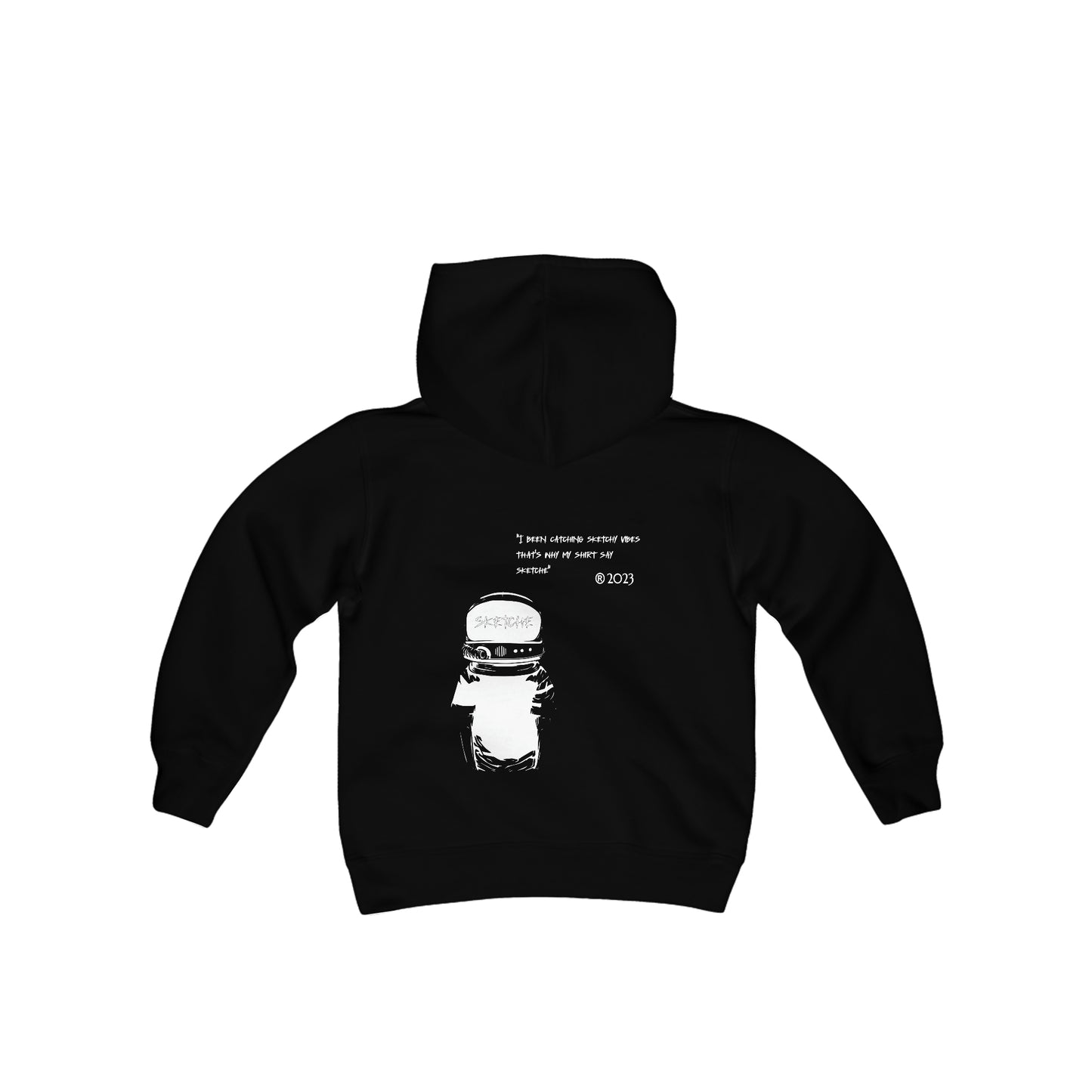 Sketche "Astronaut" (White Print) Youth Heavy Blend Hooded Sweatshirt