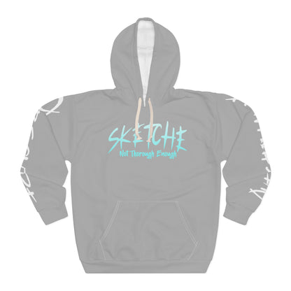 Sketche "Fix It S" Grey (White & Blue Print) Unisex Pullover Hoodie