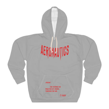 Aeronautics Grey (Red Print) Unisex Pullover Hoodie