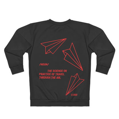 Aeronautics  "Paper Planes" Black (Red Print) Unisex Sweatshirt